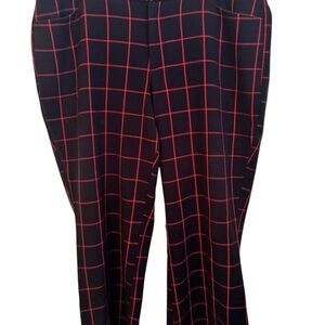 Eloquii Navy and Red Tailored Trousers with Bold Pattern